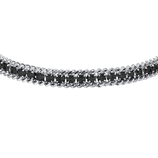 PULSERA DE TENIS DE ACERO PARA HOMBRE CON CRISTALES NEGROS