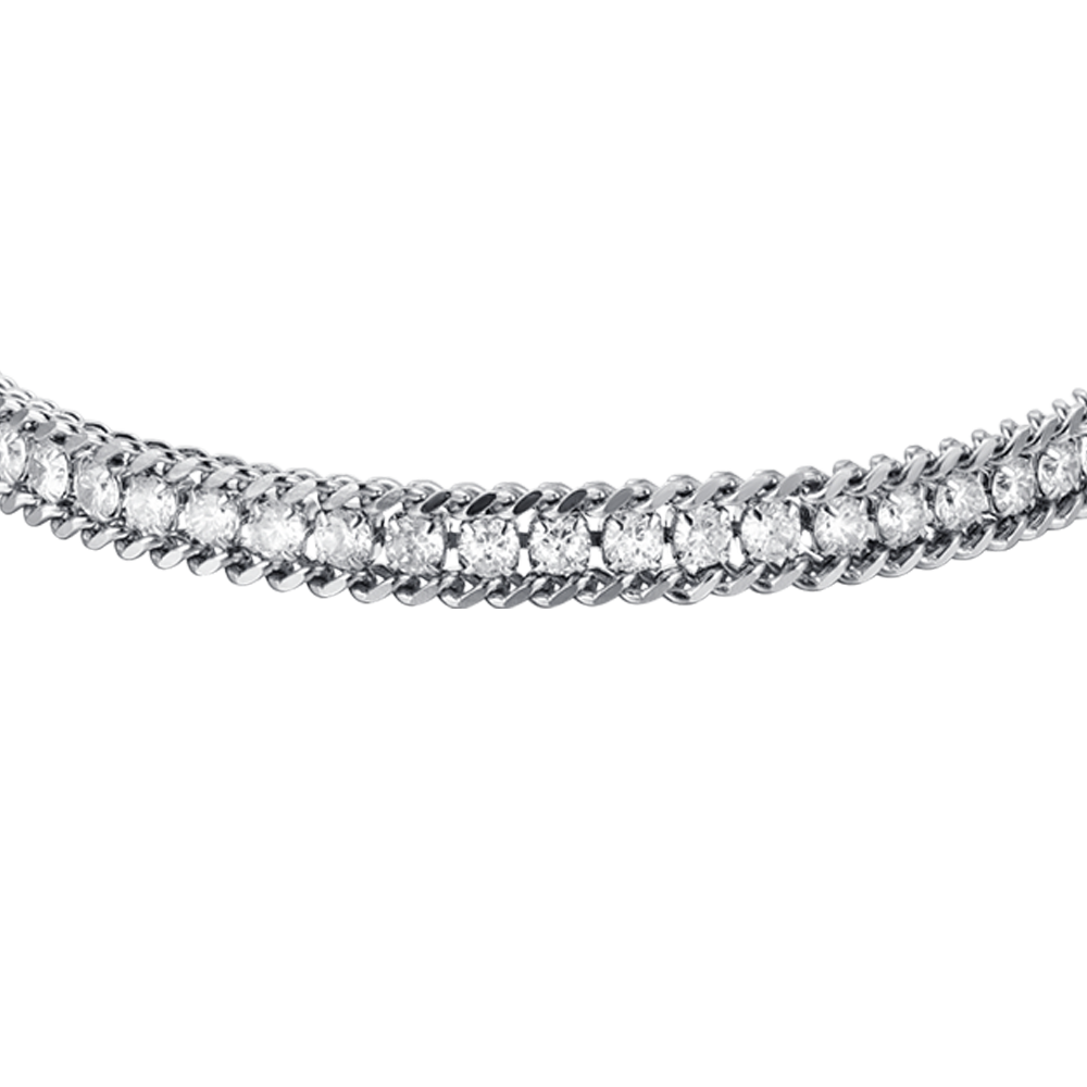PULSERA DE TENIS DE ACERO PARA HOMBRE CON CRISTALES BLANCOS