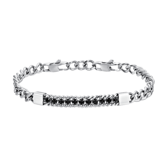 PULSERA ELEMENTO DE ACERO PARA HOMBRE CON CRISTALES NEGROS