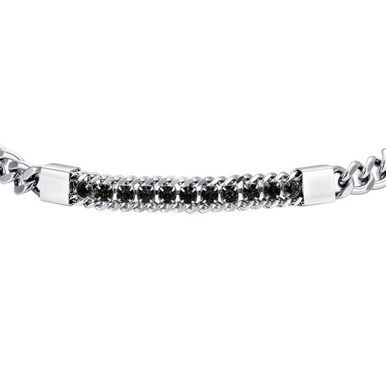 Subir foto a la Galería PULSERA DE ELEMENTOS DE ACERO PARA HOMBRE CON CRISTALES NEGROS
