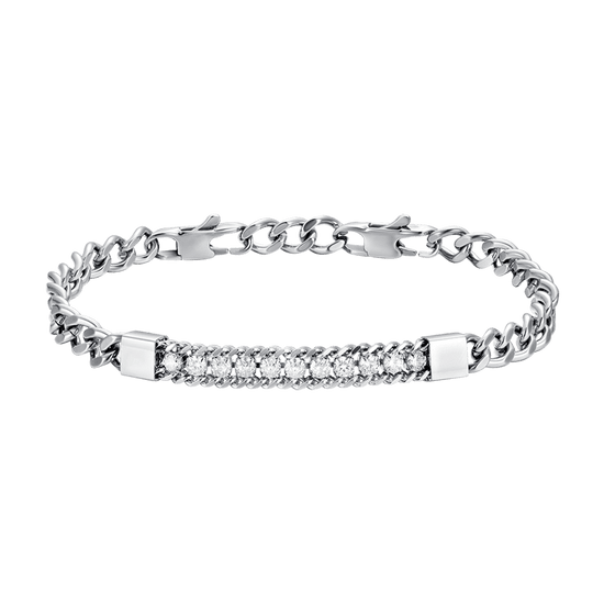 PULSERA ELEMENTO DE ACERO PARA HOMBRE CON CRISTALES BLANCOS