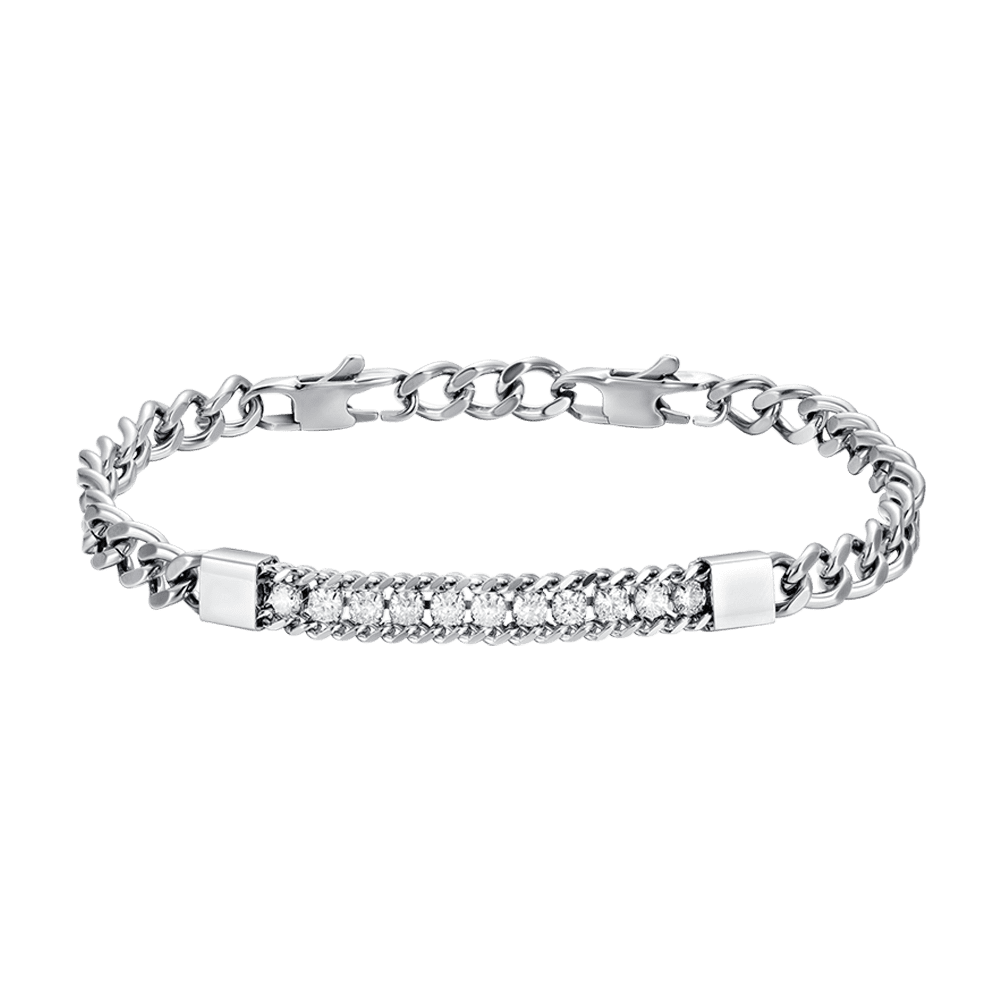 PULSERA ELEMENTO DE ACERO PARA HOMBRE CON CRISTALES BLANCOS