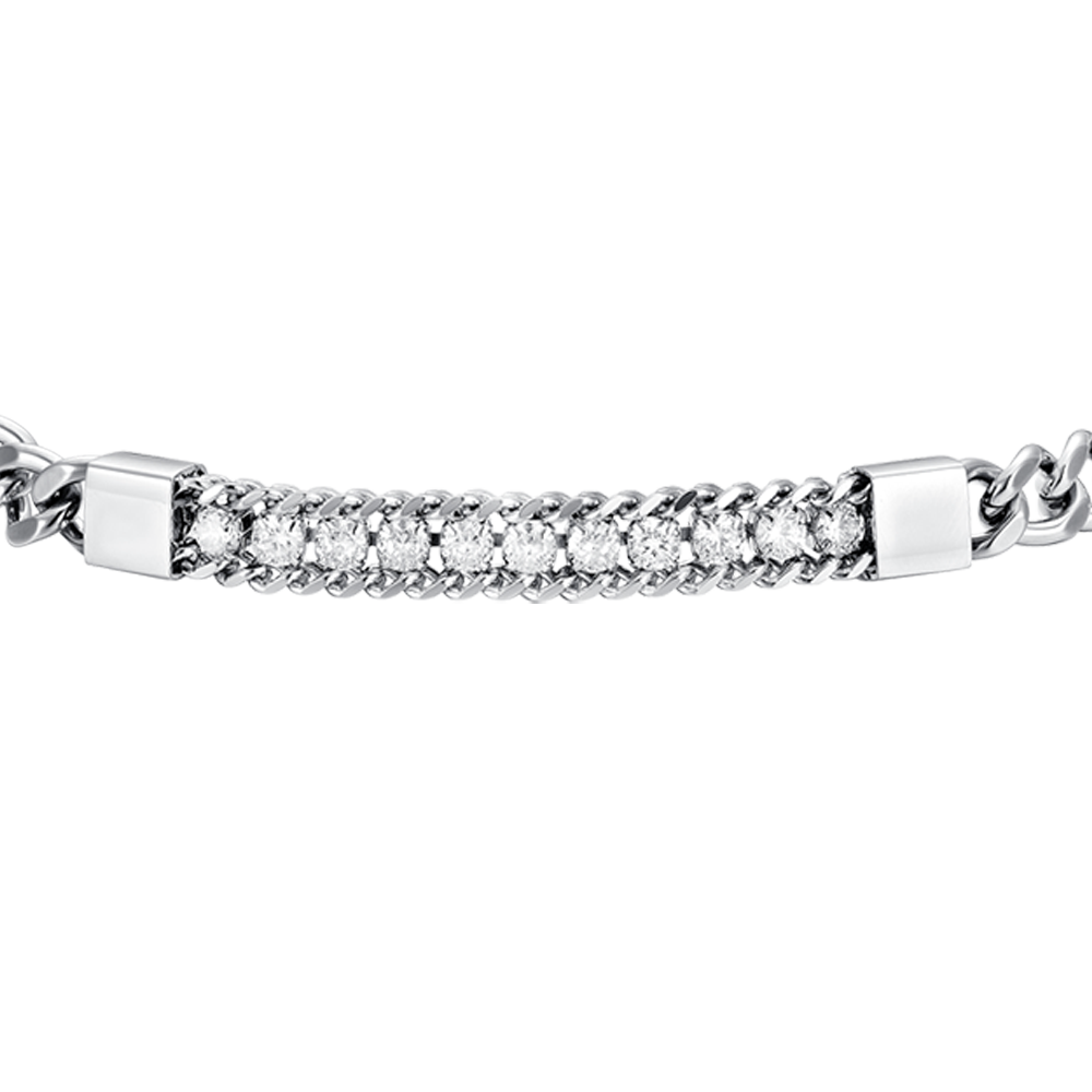 PULSERA ELEMENTO DE ACERO PARA HOMBRE CON CRISTALES BLANCOS