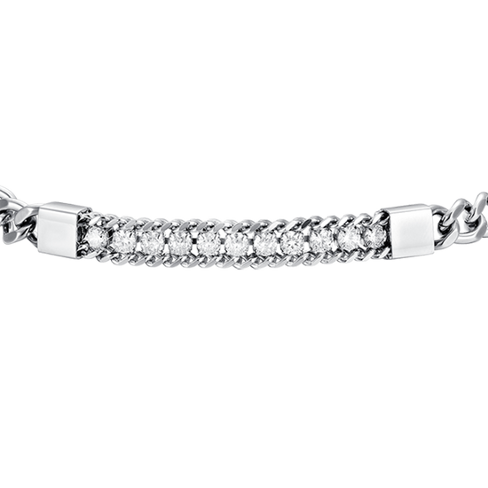 PULSERA ELEMENTO DE ACERO PARA HOMBRE CON CRISTALES BLANCOS