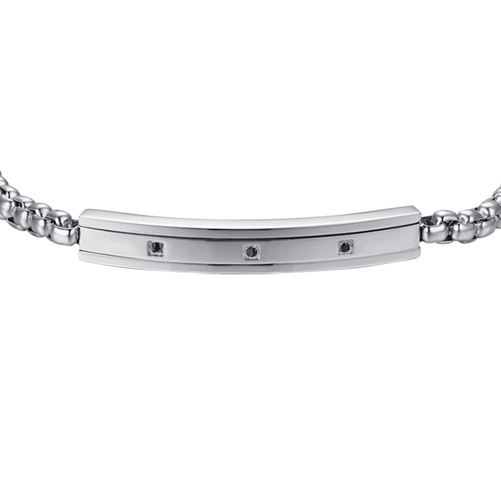 PULSERA ELEMENTO DE ACERO PARA HOMBRE CON CRISTALES NEGROS