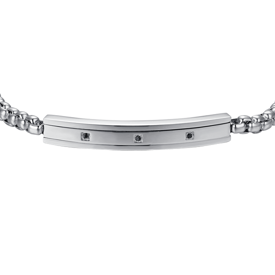 PULSERA ELEMENTO DE ACERO PARA HOMBRE CON CRISTALES NEGROS