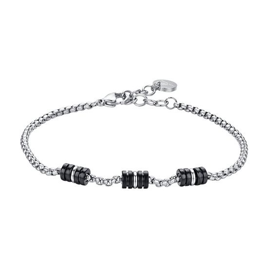 BRACCIALE UOMO IN ACCIAIO CON ELEMENTI IP NERO E SILVER Luca Barra