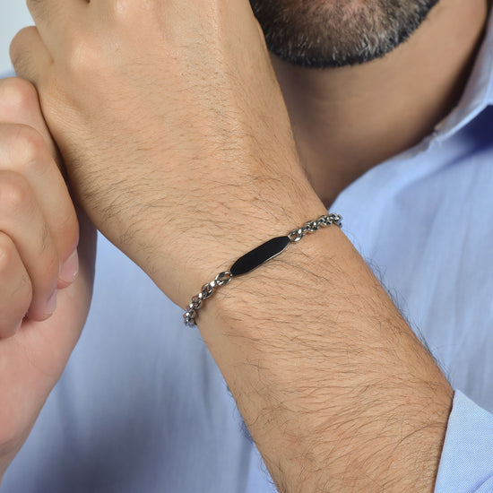 BRAZALETE DE ACERO PARA HOMBRE CON ELEMENTO IP NEGRO