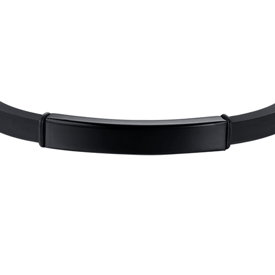 PULSERA DE SILICONA PARA HOMBRE CON PLACA DE ACERO IP NEGRO