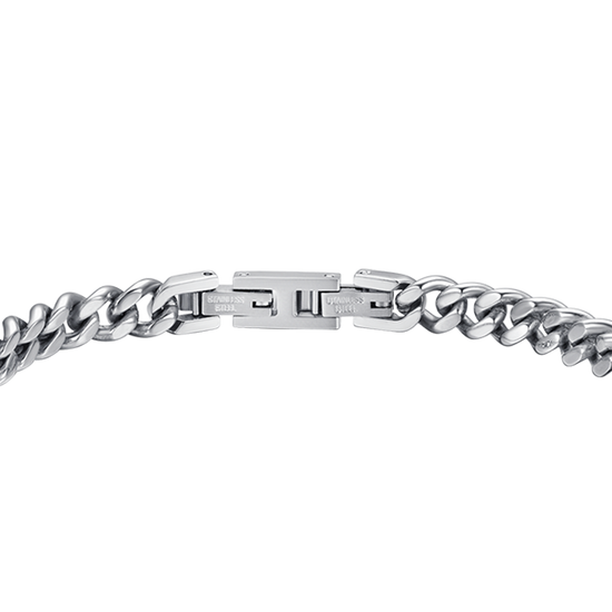 BRAZALETE DE ACERO PARA HOMBRE CON PLACA NEGRA IP PLATEADA
