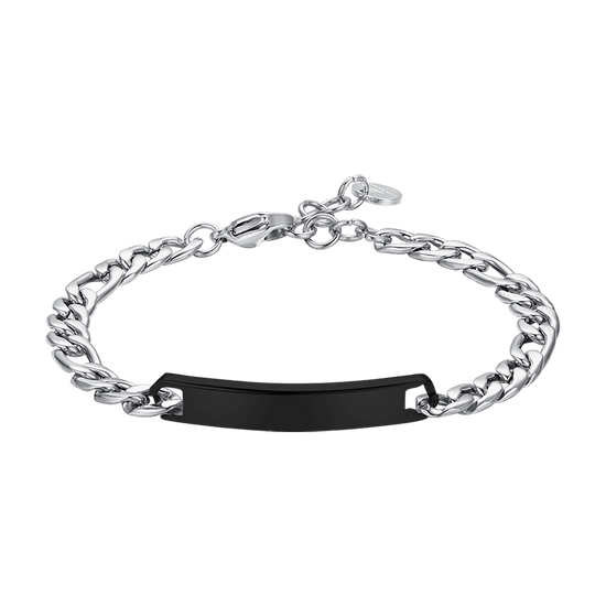 BRAZALETE DE ACERO PARA HOMBRE CON PLACA IP NEGRA