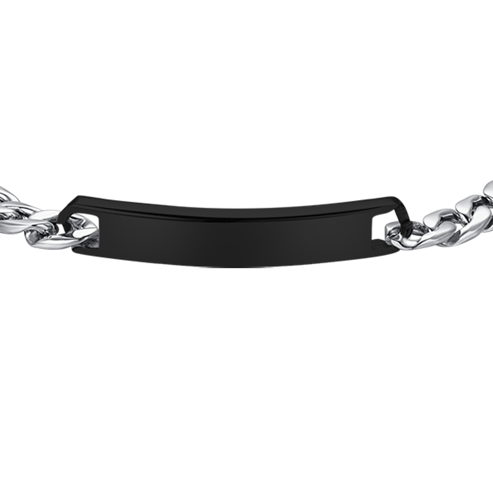 BRAZALETE DE ACERO PARA HOMBRE CON PLACA IP NEGRA
