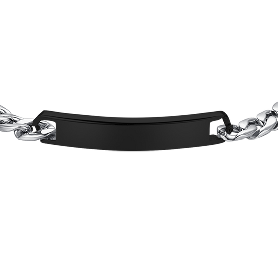 BRAZALETE DE ACERO PARA HOMBRE CON PLACA IP NEGRA