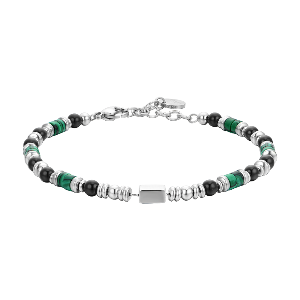 PULSERA DE ACERO DE ÁGATA NEGRA PARA HOMBRE