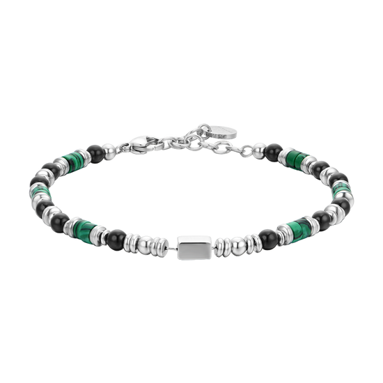 PULSERA DE ACERO DE ÁGATA NEGRA PARA HOMBRE