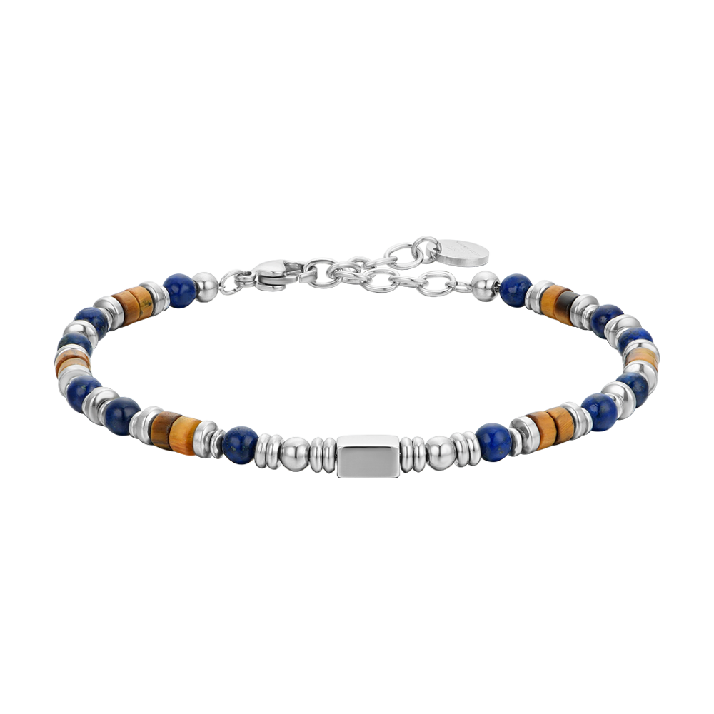 PULSERA DE ACERO PARA HOMBRE CON PIEDRA LAPIS