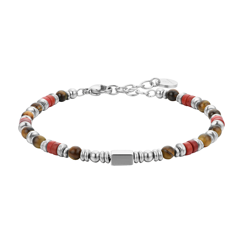 PULSERA DE HOMBRE DE ACERO CON PIEDRA OJO DE TIGRE