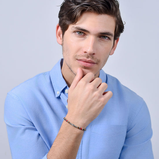 PULSERA DE HOMBRE DE ACERO CON PIEDRA OJO DE TIGRE