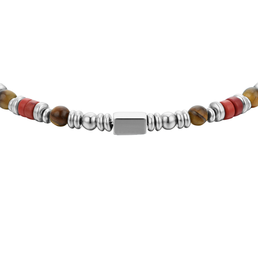 PULSERA DE HOMBRE DE ACERO CON PIEDRA OJO DE TIGRE