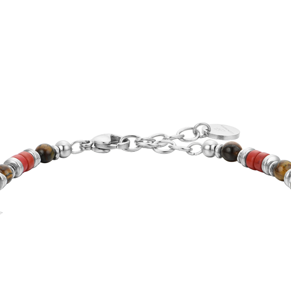 PULSERA DE HOMBRE DE ACERO CON PIEDRA OJO DE TIGRE