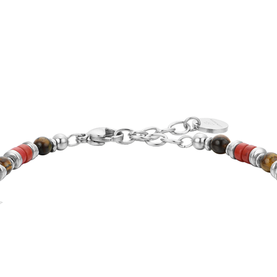 PULSERA DE HOMBRE DE ACERO CON PIEDRA OJO DE TIGRE