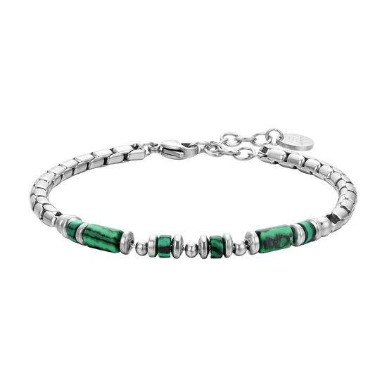PULSERA DE ACERO MALAQUITA VERDE PARA HOMBRE