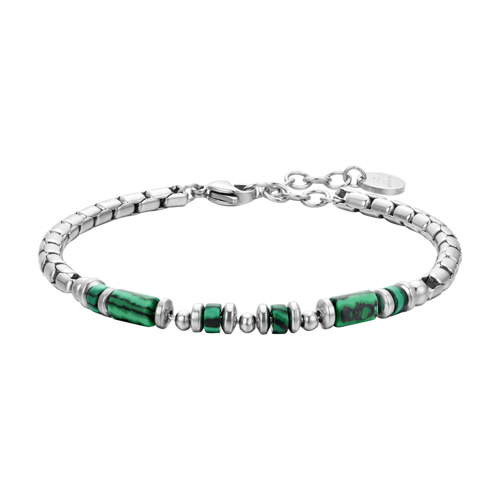PULSERA DE ACERO MALAQUITA VERDE PARA HOMBRE