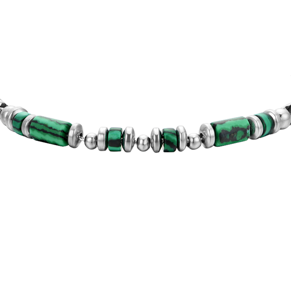 PULSERA DE ACERO MALAQUITA VERDE PARA HOMBRE