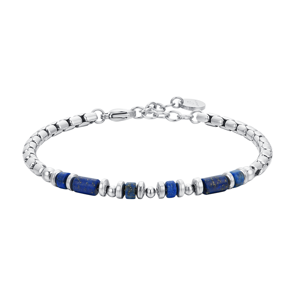 PULSERA DE ACERO AZUL LAPISLÁZULI PARA HOMBRE