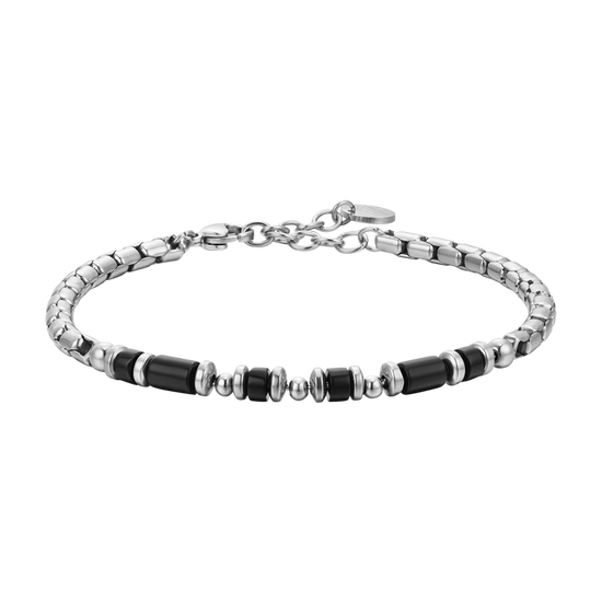 PULSERA DE ACERO DE ÁGATA NEGRA PARA HOMBRE