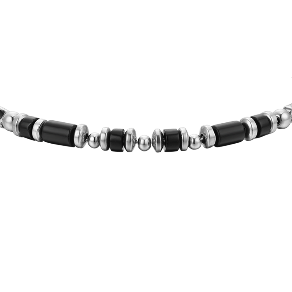 PULSERA DE ACERO DE ÁGATA NEGRA PARA HOMBRE