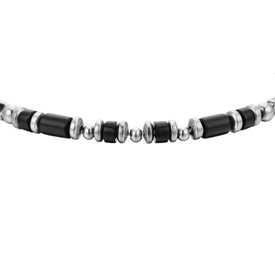 PULSERA DE ACERO DE ÁGATA NEGRA PARA HOMBRE