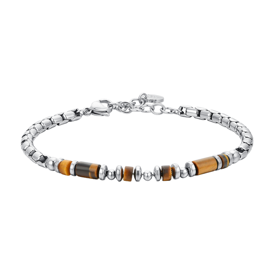PULSERA DE HOMBRE DE ACERO CON PIEDRA OJO DE TIGRE