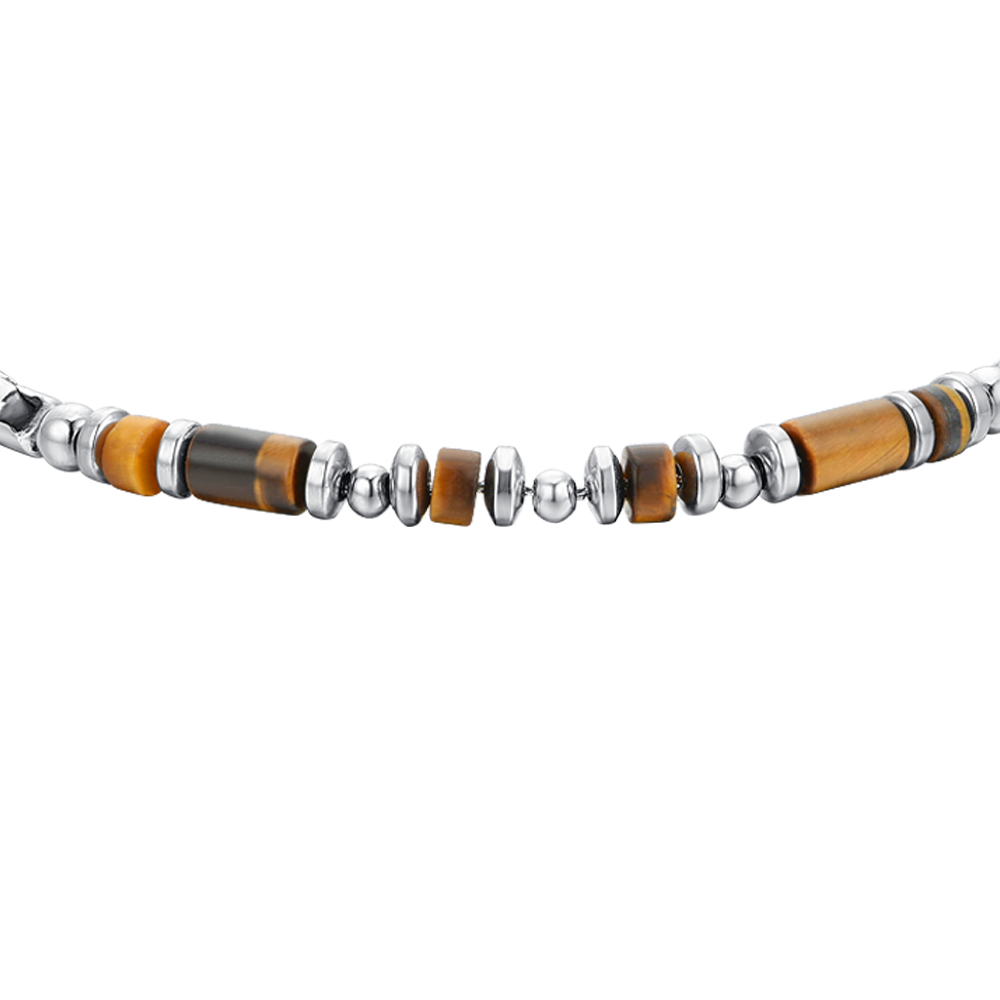 PULSERA DE HOMBRE DE ACERO CON PIEDRA OJO DE TIGRE