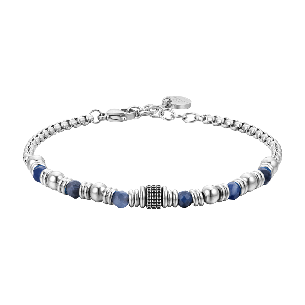 PULSERA DE ACERO SODALITA AZUL PARA HOMBRE