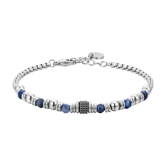 PULSERA DE ACERO SODALITA AZUL PARA HOMBRE