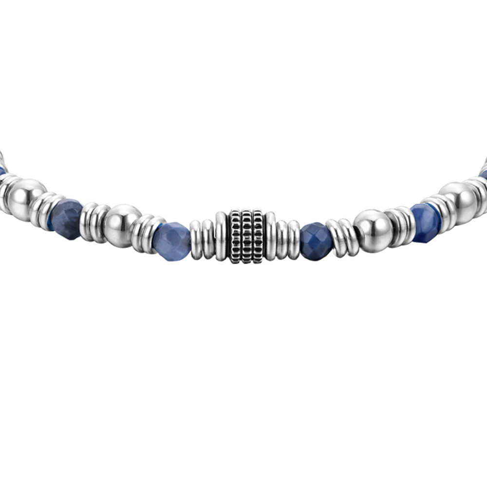 PULSERA DE ACERO SODALITA AZUL PARA HOMBRE