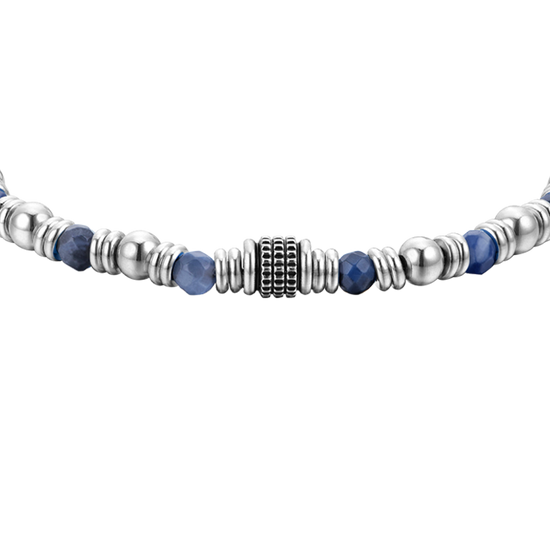 PULSERA DE ACERO SODALITA AZUL PARA HOMBRE
