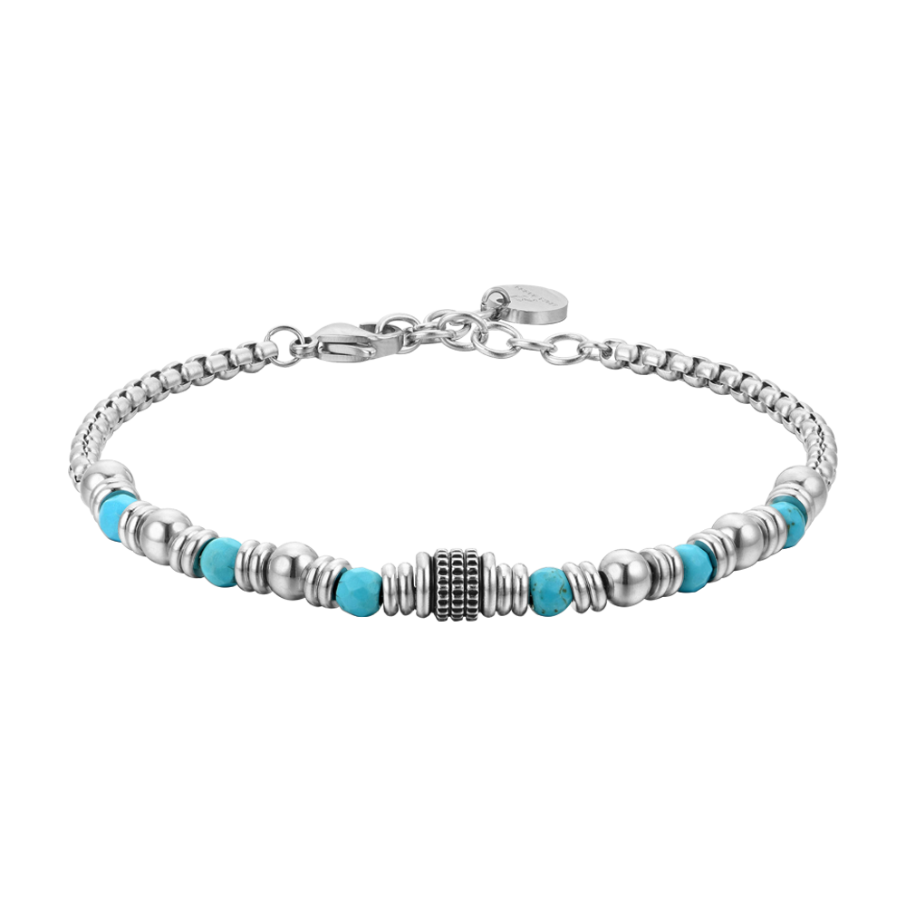 PULSERA DE ACERO PARA HOMBRE PIEDRAS TURQUESA