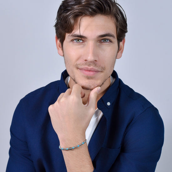 PULSERA DE ACERO PARA HOMBRE PIEDRAS TURQUESA