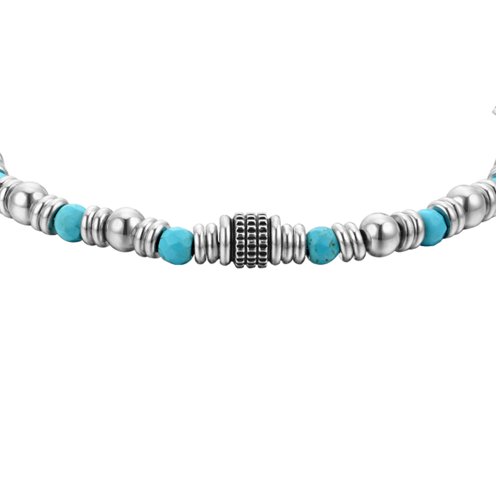 PULSERA DE ACERO PARA HOMBRE PIEDRAS TURQUESA