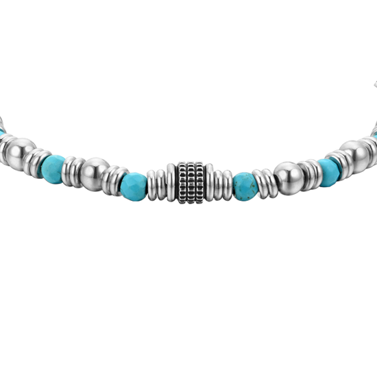 PULSERA DE ACERO PARA HOMBRE PIEDRAS TURQUESA
