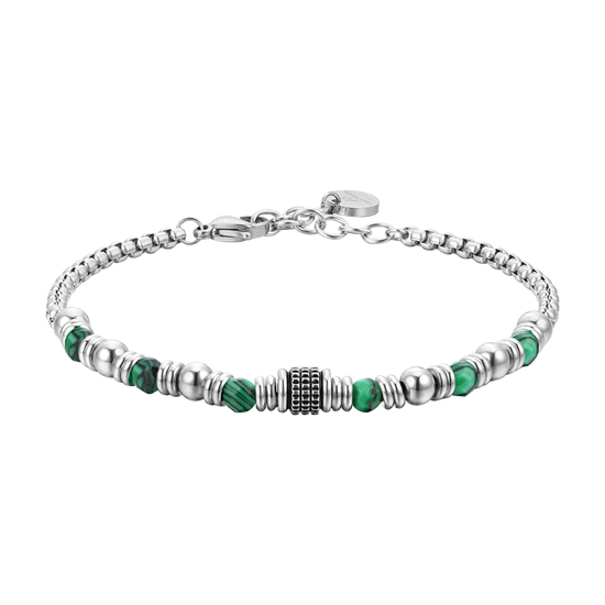 PULSERA DE ACERO MALAQUITA VERDE PARA HOMBRE