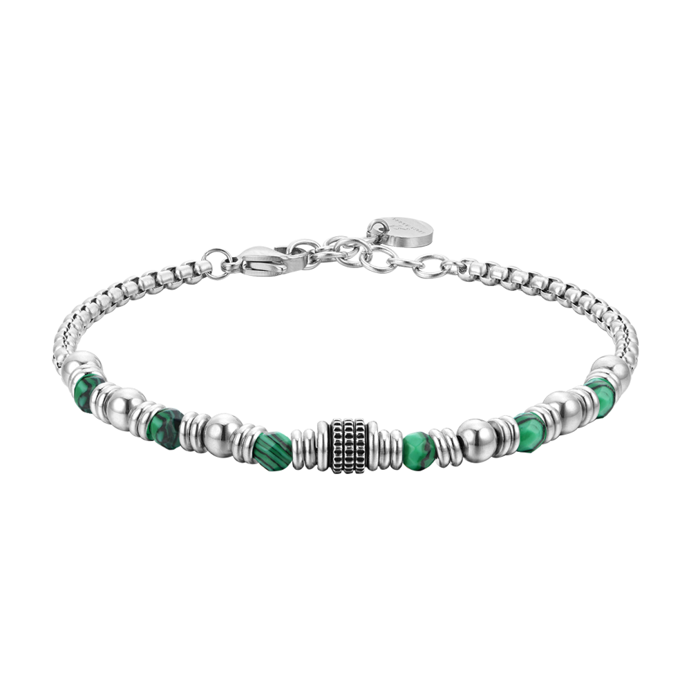 PULSERA DE ACERO MALAQUITA VERDE PARA HOMBRE