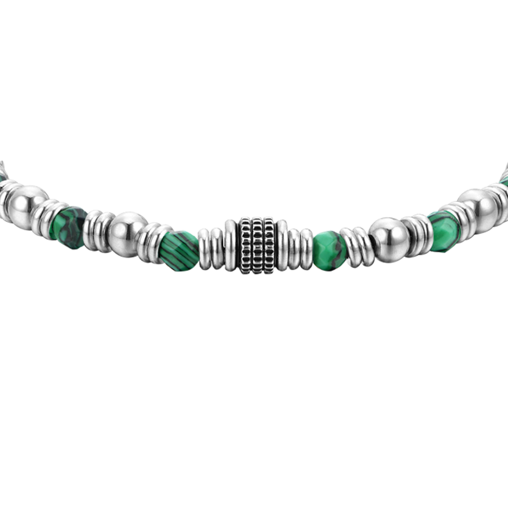 PULSERA DE ACERO MALAQUITA VERDE PARA HOMBRE