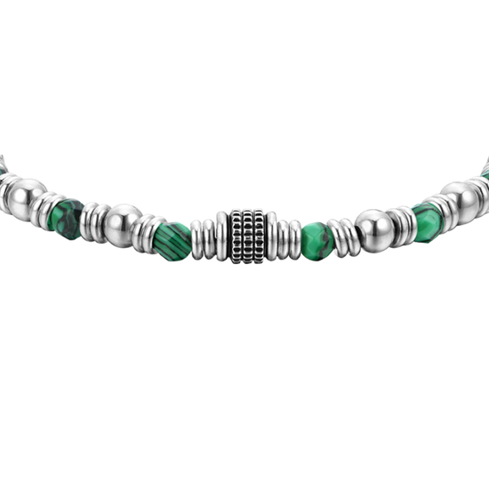 PULSERA DE ACERO MALAQUITA VERDE PARA HOMBRE