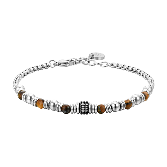 PULSERA DE HOMBRE DE ACERO CON PIEDRA OJO DE TIGRE