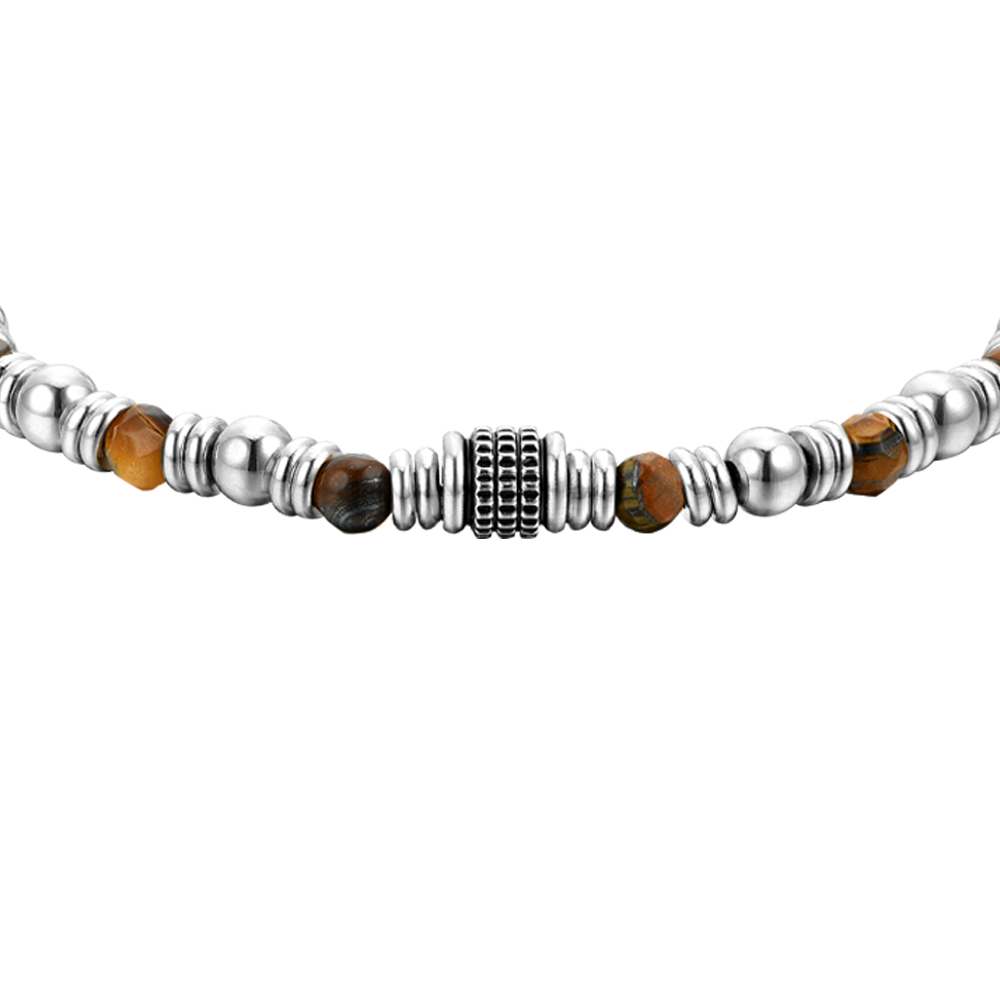 PULSERA DE HOMBRE DE ACERO CON PIEDRA OJO DE TIGRE