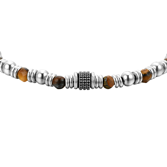 PULSERA DE HOMBRE DE ACERO CON PIEDRA OJO DE TIGRE