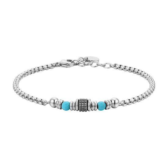 PULSERA DE ACERO PARA HOMBRE PIEDRAS TURQUESA